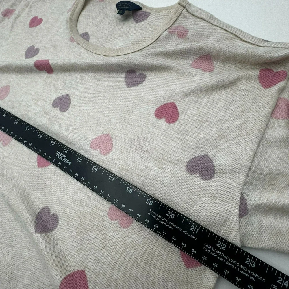 RACHEL‎ ROY | Women's Large Pink Purple Hearts light sweatshirt top cozy soft